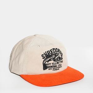 Casquettes personnalisées à logo brodé plat non structuré bicolore, casquettes snapback en velours côtelé à 5 panneaux - Product Image 4