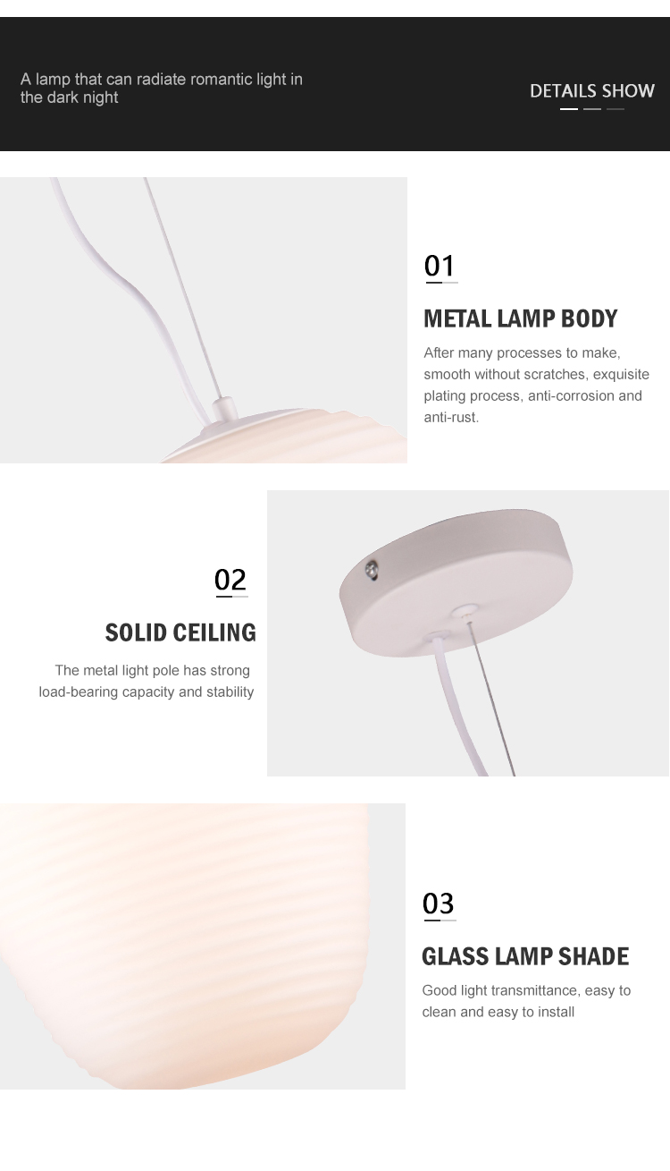 Wholesale Price Interior Study Room Bedroom Decoration E27 Glass Pendant Lamp