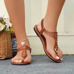 Sandalias planas de cuero de lujo a la moda de playa de verano, sandalias deslizantes para mujer, chanclas de diseñador con punta abierta para mujer, zapatillas - Product Image 3