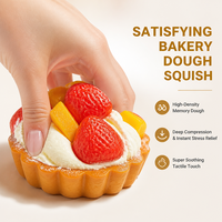 Mainan Squishy Tart Buah Mini, Hadiah Fidget Dessert Realistis untuk Anak-anak dan Dewasa, Tema Toko Roti, Display Retail, Grosir