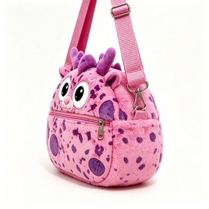 Customized Pink Spotted Monster Plush Crossbody Bag,Fluffy Shoulder <b>Purse</b> with Adjustable Strap, <b>Cute</b> Cartoon Monster - Product Image 1