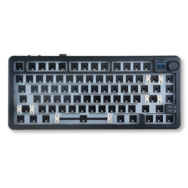 MATHEW W75 Mechanical Keyboard Kit 3 Mode Hot Swappable RGB Backlit Programmable Wireless Gaming Keyboard Kit With Display&Knob