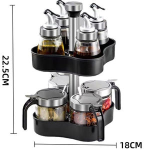 2 Tier Spice Rotating Rack Organizer Schiebe schublade Doppels chicht Gewürz Organizer Rack Lager regal Racks In Cabinet Black - Product Image 2