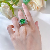 Bague en argent Sterling 925 Tsavorite coussin coupe quatre griffes réglage femmes anneaux de mariage de mariée pour la fête