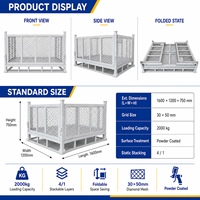 OEM ODM Diamond Mesh Stillage Cage Berlapis Bubuk Baja Q235 Tugas Berat Kapasitas 2000kg Rem Putar untuk Logistik Gudang