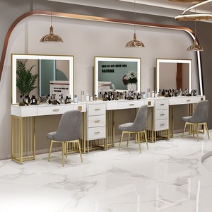 Mesa de Maquillaje con Luces para Salón de Belleza, Espejo de Tocador, Mesa de Maquillaje de Lujo, Moderna para <span class=keywords><strong>Peluquería</strong></span> y Bodas - Product Image 6
