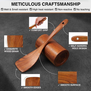 Juego de Utensilios de Cocina de Madera de Teca Duradera de Alta Calidad, 10 Piezas, con Juego de Herramientas de Cocina Lisas - Product Image 2