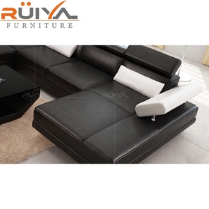 <span class=keywords><strong>Nero</strong></span> doppio chaise salotto sezionale divano in pelle salotto moderno - Product Image 3