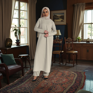 Abaya Musulmane Femme en Sergé Premium avec Robe Intérieure Modeste, Ensemble 2 Pièces Abaya Islamique Longue et Modeste, en Stock, Vente en Gros - Product Image 6