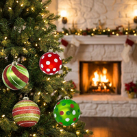 LANTINGXU Supply America - Juego de Bolas de Navidad Rojas y Verdes, Diseño Personalizado, Adornos de Plástico con Puntos Blancos