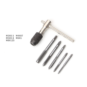 6 Pcs Tap Wrench <b>Tool</b> Set, Adjustable T-Handle Ratchet Tap Holder Wrench Machine Screw <b>Thread</b> Metric Plug M3 M4 M5 M6 Taps - Product Image 2