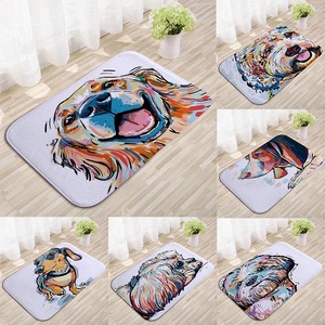 Tapis de sol en flanelle à motif de chien, rectangulaire, antidérapant, absorbant, pour la maison - Product Image 1