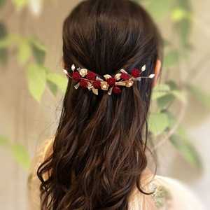 Pinza de pelo de estilo chino para novia, dama de honor, boda, pinza de pelo roja, accesorios atmosféricos elegantes, Aro para el pelo - Product Image 4