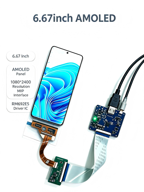 ASK Mipi Board 6.67inch 1080*2400 Flexible Foldable Bendable Rollable AMOLED Display Panel Medical Robotics Screen