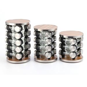 12 Jars Bamboo Spice Organizer Holder Stand Seasoning <b>Rack</b> Revolving Tower Organizer Kitchen Organization and <b>Storage</b> with Spice - Product Image 2