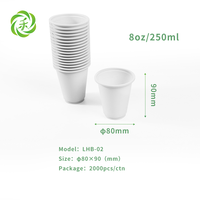 Gobelets jetables en plastique blanc biodégradables de 8oz 250ml Tasses d'eau dégradables écologiques pour une utilisation de fête à emporter de café