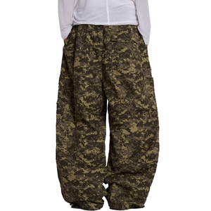 Pantalones Harem de Algodón Personalizados para Hombre, Pantalones Cargo Extra Grandes con Bolsillos, Pantalones con Pliegues en la Rodilla, Pantalones Paracaídas Ripstop con Estampado de Camuflaje - Product Image 3