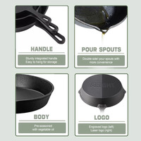 Vente en Gros Usine 3 Batteries de Poêles à Frire Plates en Fonte Antiadhésives Moulées Sous Pression Tefal de 10/14/16/20/26 cm