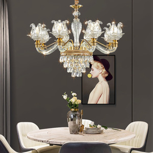 Lámpara de Techo de Cristal para Sala de Estar, Estilo Europeo, Redonda, con Múltiples Cabezales E27 LED, 15-30 - Product Image 2