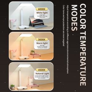 Lámpara de Escritorio LED Recargable de 1200mA con Reloj, Portalápices, Protección Ocular, Temporizador y Función Táctil para Lectores - Product Image 6