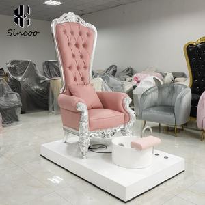 Sincoo European High Quality <b>Pink</b> High Back Queen Massage Foot Pedicure Chair Glass 7-Color LED Lights Spa Nail Salons - Product Image 2