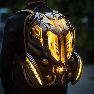 Hardshell Light Up Cycling Backpack Bumblebee Style Waterproof Fashion Outdoor Daypack For Men - Product Image 4