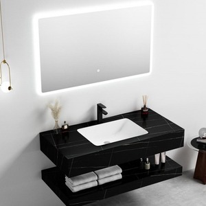 Mueble de Baño de Hormigón Gris CR de 100 cm con Espejo LED y Lavabo - Product Image 3