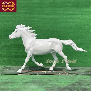 Venda direta da fábrica em estoque jardim decoração vida tamanho estátuas de cavalos de fibra de vidro