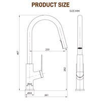 Keran Dapur Tarik Keluar TOPWAY Single Handle Stainless Steel 304 dengan Sprayer 2 Fungsi