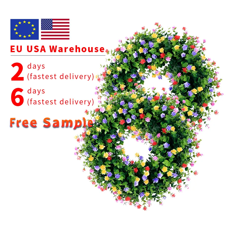 Free Shipping&Sample Us European Local Warehouse Silk Plastic Artificial Flores Fleur Wall Wreath Colorful Home Decor Flower