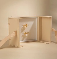 Boîte cadeau pour bijoux en papier écologique avec logo personnalisé, doublée de velours, à double ouverture pour bracelets, boucles d'oreilles, bagues