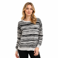 Pull en tricot à col rond pour femme, à manches longues, motif jacquard Fair Isle rayé, décontracté pour l'hiver