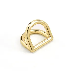 חדש עיצוב משולש פי 16mm כפול זהב מתכת D טבעת אבזם עבור תיק