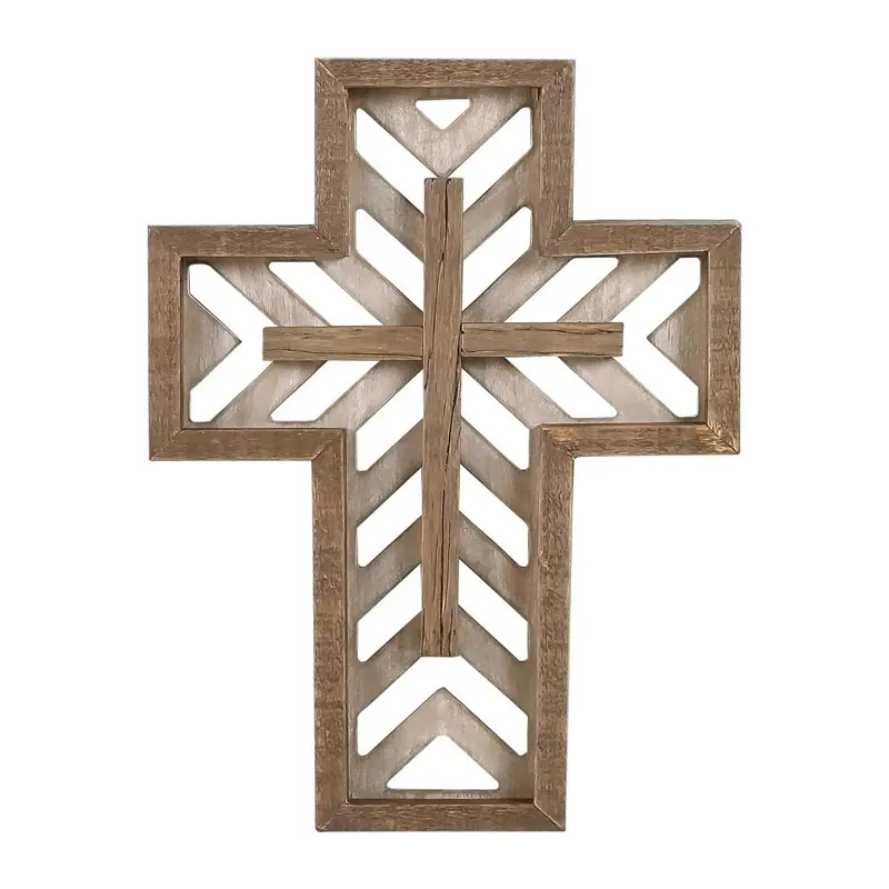 Cruz de crucifixo para decoração de paredes, igreja, casa, quarto, marrom, 12 polegadas, artesanal, madeira rústica, espiritual católica exclusiva