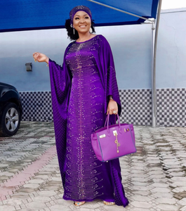 Nouvelles robes de soirée traditionnelles africaines pour femmes - Robes longues en satin confortables et respirantes, ornées de cristaux, décontractées pour femmes - Product Image 4