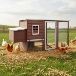 Poulailler en bois brun avec boîte à œufs, 1 zone de nidification pour équipement d'élevage - Product Image 2