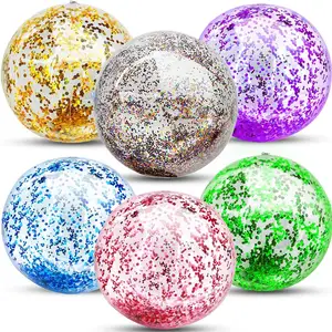 Diskon besar-besaran bola Glitter bola pantai tiup PVC Promosi transparan SPH pantai bola Logo kustom untuk pesta