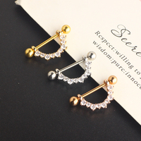 Bagues mamelon en zircon pour femmes, bijoux de piercing du corps, bijoux en cristal sexy, 1 pièce, à la mode