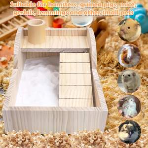 Boîte de bain de <span class=keywords><strong>sable</strong></span> pour hamster, salle de douche en bois, bac à creuser, conteneur avec échelle d'escalade, souris, gerbilles et autres petits animaux - Product Image 3