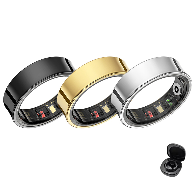 2026 R09 Smart Ring Men Women with Charging Case Heart Rate  Skin Temperature Monitor 5ATM Waterproof for Android IOS