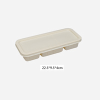 Boîte à lunch jetable biodégradable en fibre de bagasse et bambou, imperméable, résistante à la graisse, compatible micro-ondes, pour repas rapides à emporter et sandwichs