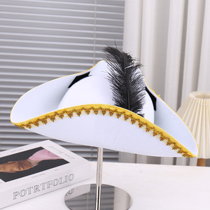 <span class=keywords><strong>Sombrero</strong></span> de Capitán <span class=keywords><strong>Pirata</strong></span> Caribeño a Rayas, Moderno, 100% Algodón, Transpirable, para Adultos, Primavera/Verano, 48-50cm, para Fiesta de Halloween - Product Image 2