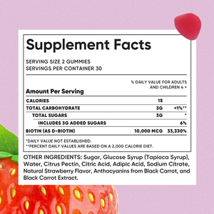 Gran oferta, suplemento dietético, suministro de 30 días, mantiene una apariencia fresca saludable, sabor a fresa, gomitas de biotina no OGM - Product Image 2