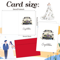 Cartes de vœux de mariage, plusieurs designs, art aquarelle avec enveloppes rouges pour les jeunes mariés