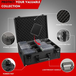 Boîte de rangement pour cartes gradées, étui de transport pour cartes à collectionner, boîtes porte-cartes de sport rigides noires à 6 rangées - Product Image 3