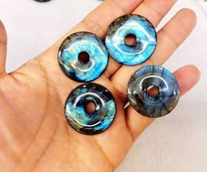 <span class=keywords><strong>Pendentif</strong></span> <span class=keywords><strong>Labradorite</strong></span> Pierre Naturelle Lisse Charme <span class=keywords><strong>en</strong></span> Gros, Donuts 30mm 40mm, pour la Fabrication de Bijoux - Product Image 3