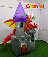 Tour gonflable grise personnalisable, Château gonflable Dragon Rouge, Décoration d'Halloween pour jardin