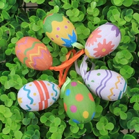 Ornements suspendus en forme d'œuf de Pâques, 6 pièces, œufs en papier peints colorés avec ruban pour arbre de Pâques, artisanat DIY, fournitures de décoration de fête