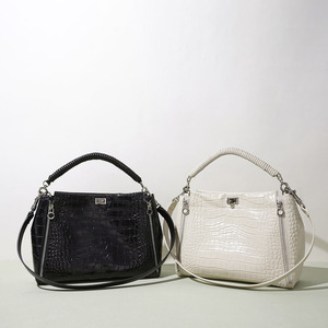 Sacs à main en cuir pleine fleur gaufré crocodile, sacs à bandoulière en cuir véritable pour femmes, sac polyvalent à porter en travers du corps avec poignée tressée - Product Image 6