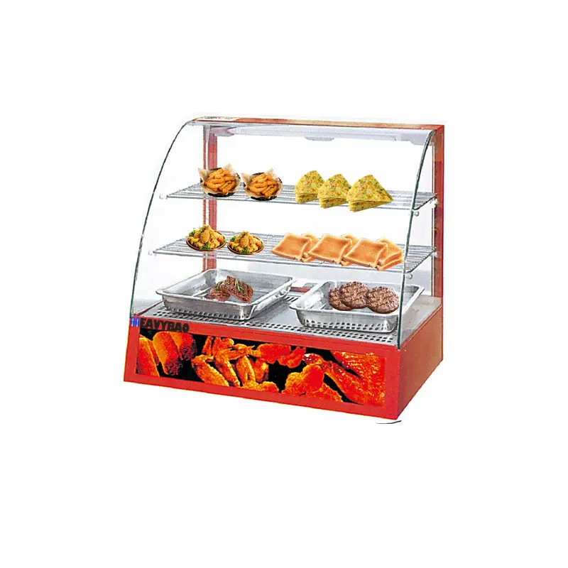 Heavybao Commercial Food Service Fast Food Display Cabinet Food Warmer Showcase Heated Holding Cabinets Electric Showcase